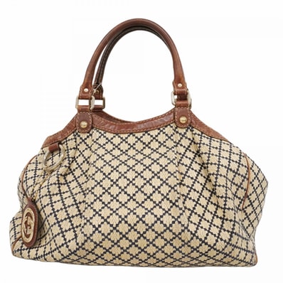 【6dc3678-k】グッチ トートバッグ ディアマンテ 211944 キャンバス ベージュ ネイビー シャンパンゴールド金具【中古】レディース