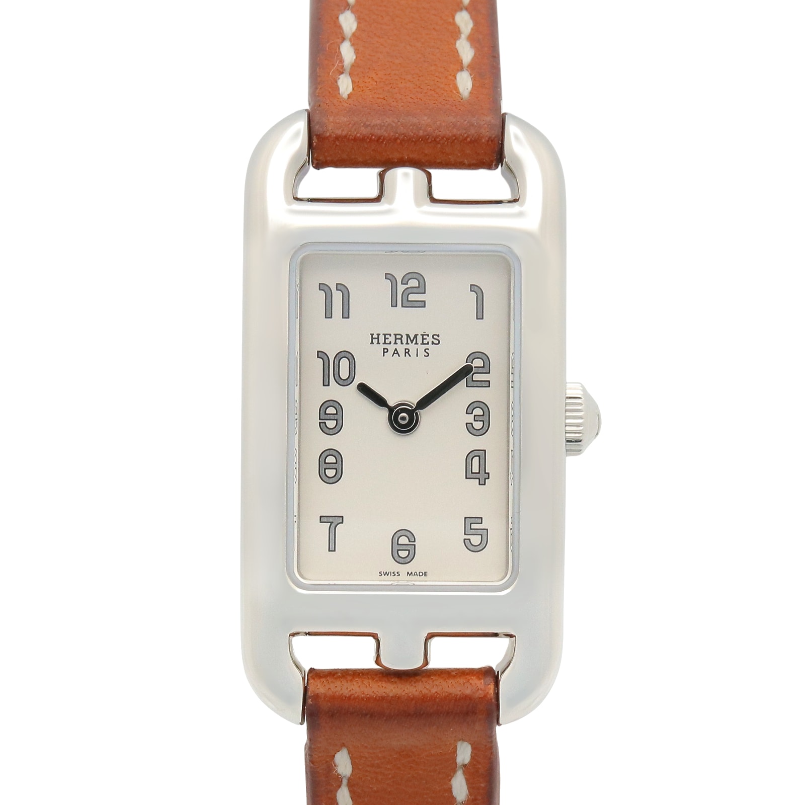 エルメス HERMES ナンタケット 腕時計 時計 ステンレススチール レザーベルト レディース シルバー系 NA2.110 【中古】