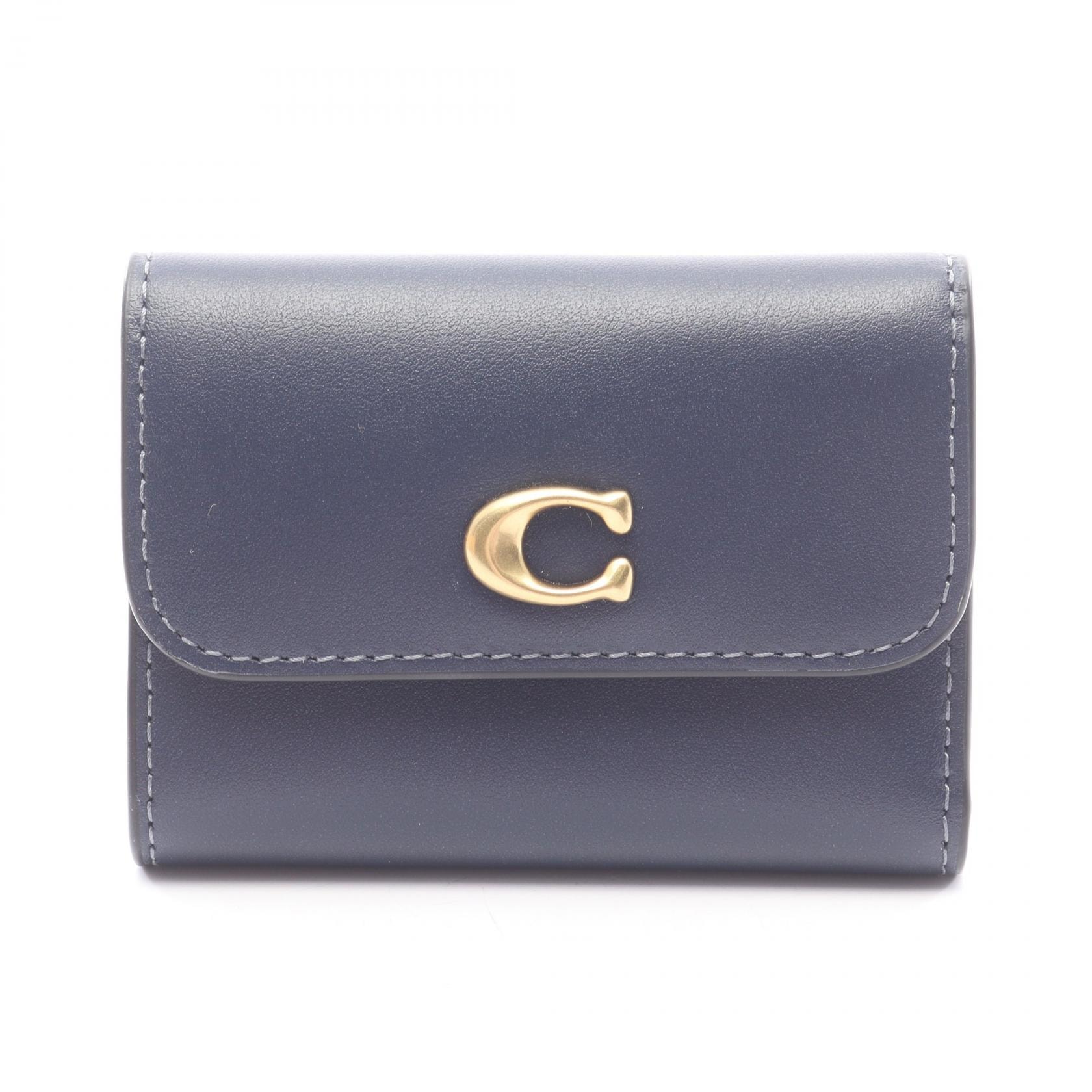 コーチ COACH ESSENTIAL CARD HOLDER WALLET 三つ折り財布 財布 レザー レディース ネイビー系 CZ111B4/NV 【新品】