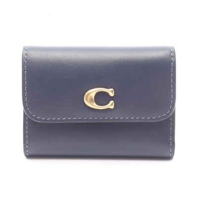 コーチ COACH ESSENTIAL CARD HOLDER WALLET 三つ折り財布 財布 レザー レディース ネイビー系 CZ111B4/NV 【新品】
