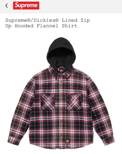 Supreme x Dickies Lined Zip Up Hooded Flannel Shirt "Black"