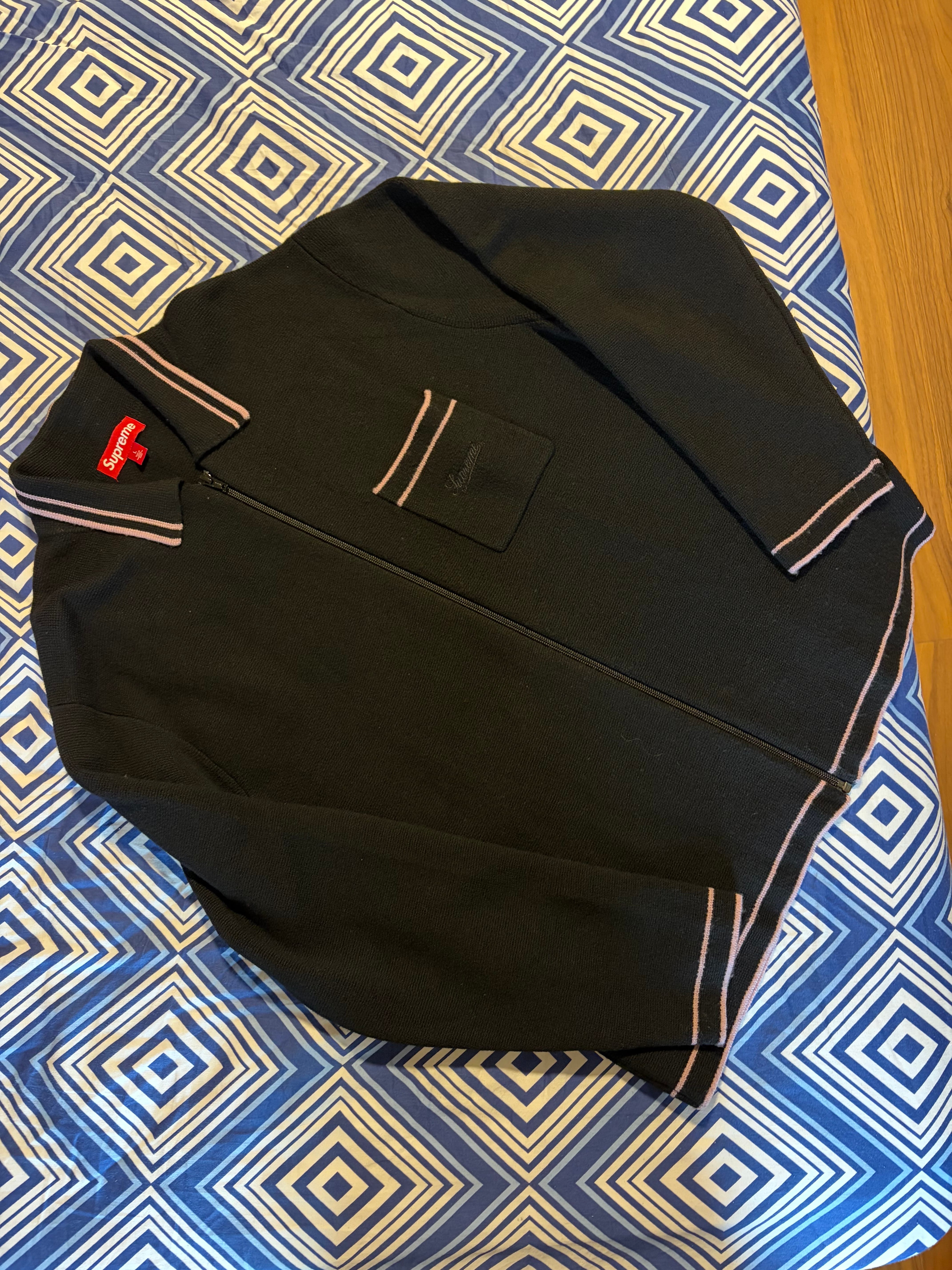 Supreme Zip Up Polo Sweater "Black"