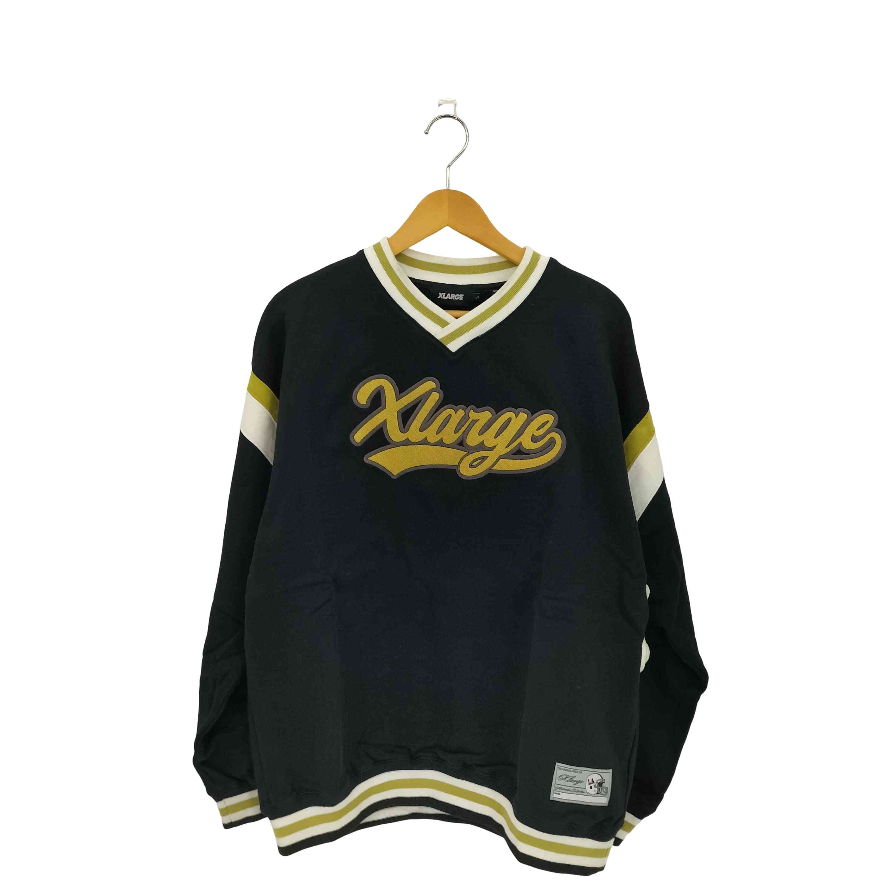 BASEBALL LOGO EMBROIDERED V NECK SWEATSHIRT【1142106345773】