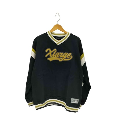 BASEBALL LOGO EMBROIDERED V NECK SWEATSHIRT【1142106345773】