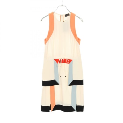 フェンディ FENDI カラーブロック ペプラム ワンピース 衣料品 トップス レーヨン シルク レディース ホワイト系 / マルチカラー 【中古】