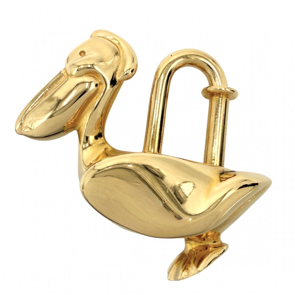 HERMES エルメス キーホルダー ペリカン カデナ チャーム メンズ レディース    ゴールド ユニセックス 約33.6g【中古品】