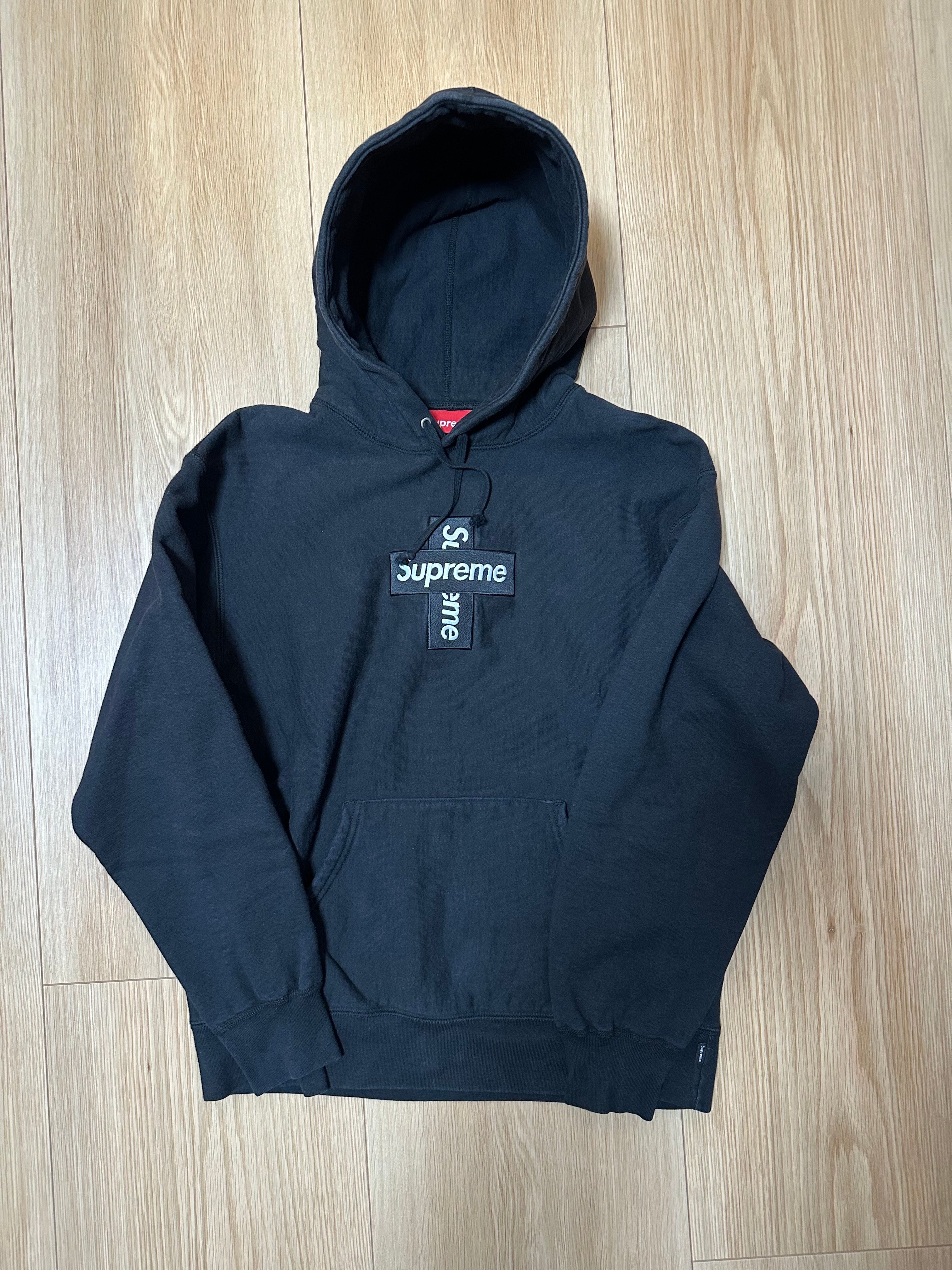 Supreme Cross Box Logo Hooded Sweatshirt "Black"