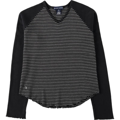 古着 ラルフローレン Ralph Lauren ボーダー柄 Vネック ロングTシャツ ロンT レディースXL相当/eaa665640