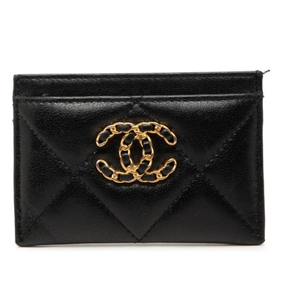 シャネル シャネル19 マトラッセ カードケース 名刺入れ AP1167 ブラック ラムスキン レディース CHANEL 【中古】