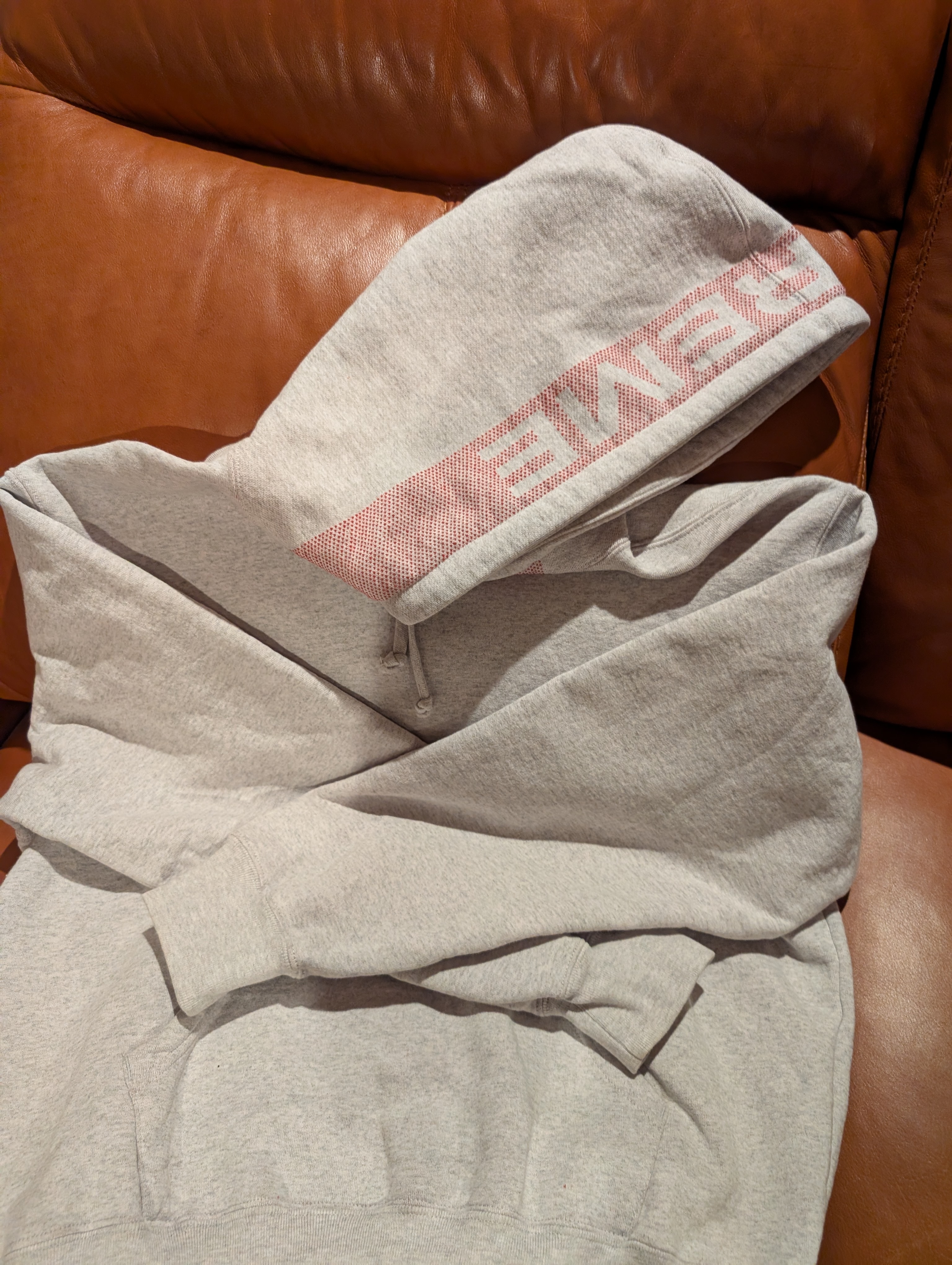 Supreme Jacquard Stripe Hooded Sweatshirt "Ash Grey"