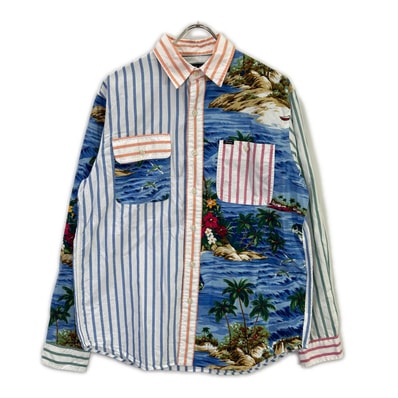 ポロ ラルフローレン マルチカラー パッチワーク オックスフォードシャツ M