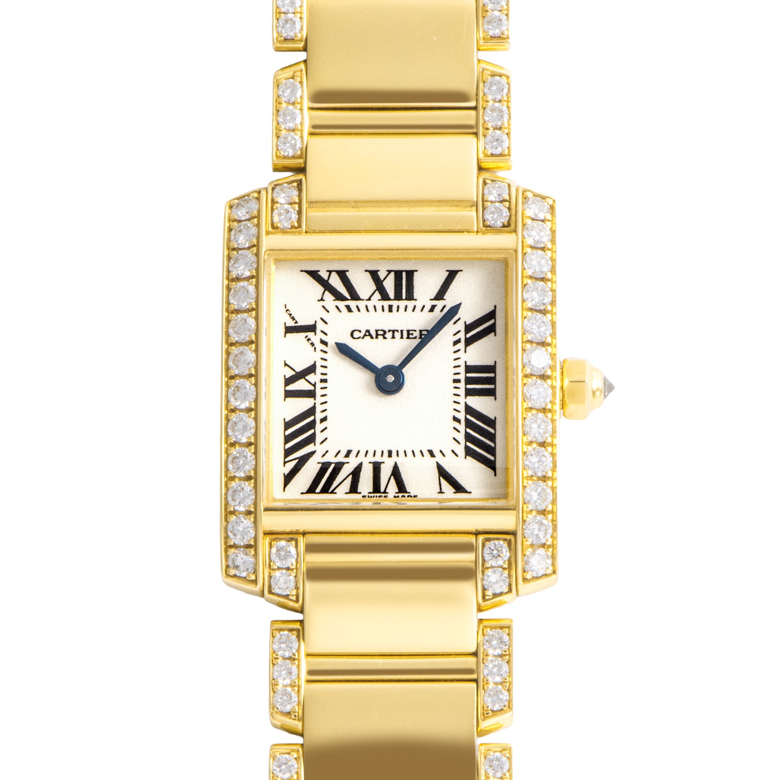 Cartier カルティエ タンクフランセーズ SM WE1001RG ベゼルダイヤ ブレスダイヤ K18YG【中古】