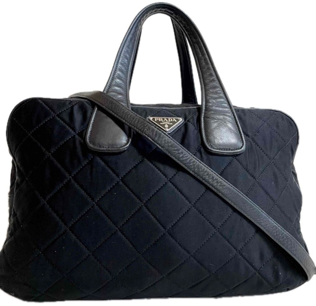美品‼️PRADA プラダ ボストンバッグ キルティング　ブラック 美品 PRADA プラダ キルティング バッグ ボストンバッグ