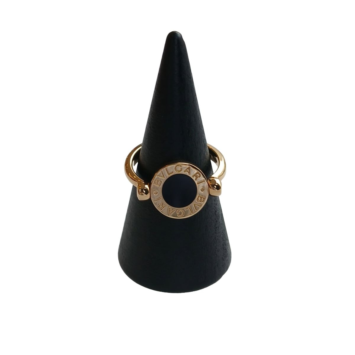 BVLGARI ブルガリ BB フリップリング 750YG 指輪 約11号 K18イエローゴールド オニキス サンゴ ゴールド ブラック ピンク  レディース【中古】