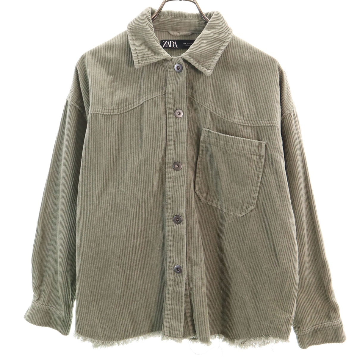 ZARA ザラ 長袖 コーデュロイシャツ M カーキ