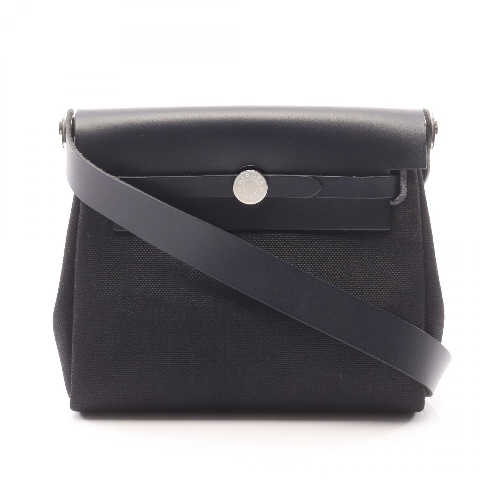 エルメス HERMES エールバッグジップ ミニ ショルダーバッグ バッグ キャンバス レザー トワルミリタリー / ヴァッシュハンター トワルミリタリー ブルーニュイ K刻印(2025年製造) レディース ブラック系 /