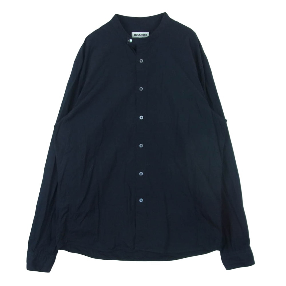 JIL SANDER ジルサンダー 18SS JSUO742326 バンドカラー コットン シャツ メタル スナップ 長袖 ネイビー系 41 / 16【中古】