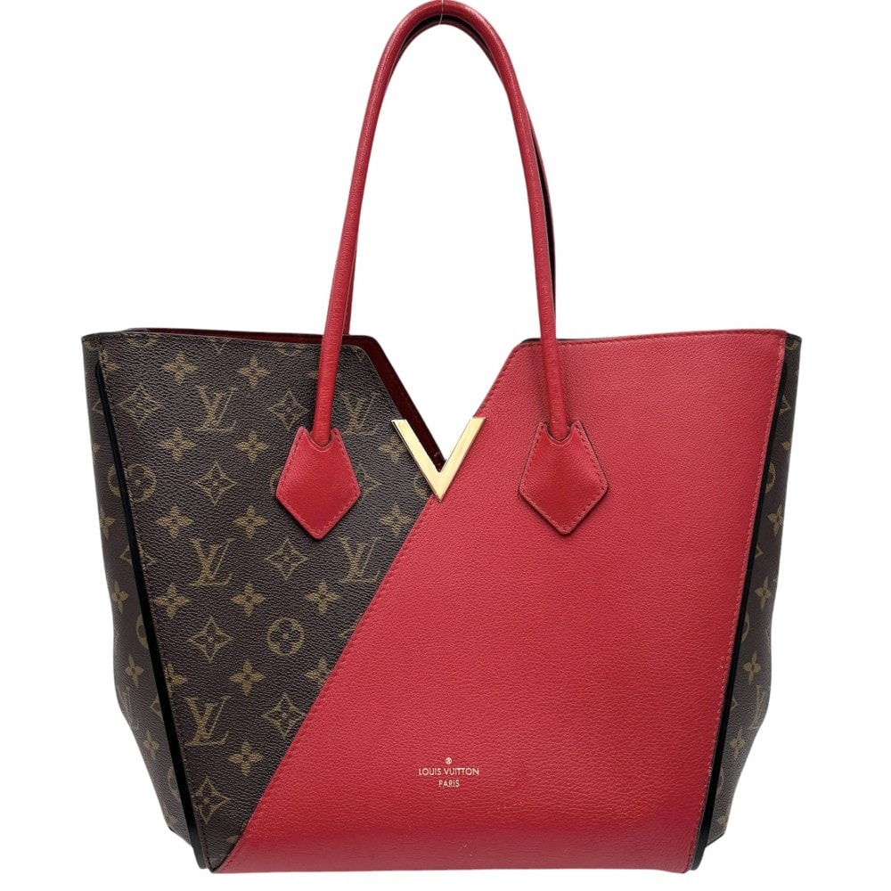 LOUIS VUITTON ルイヴィトン ハンドバッグ モノグラム キモノMM トートバッグ 肩掛け スリーズ かばん 鞄 M40459    ブラウン 茶 レッド 赤 ゴールド金具 レディース【中古品】