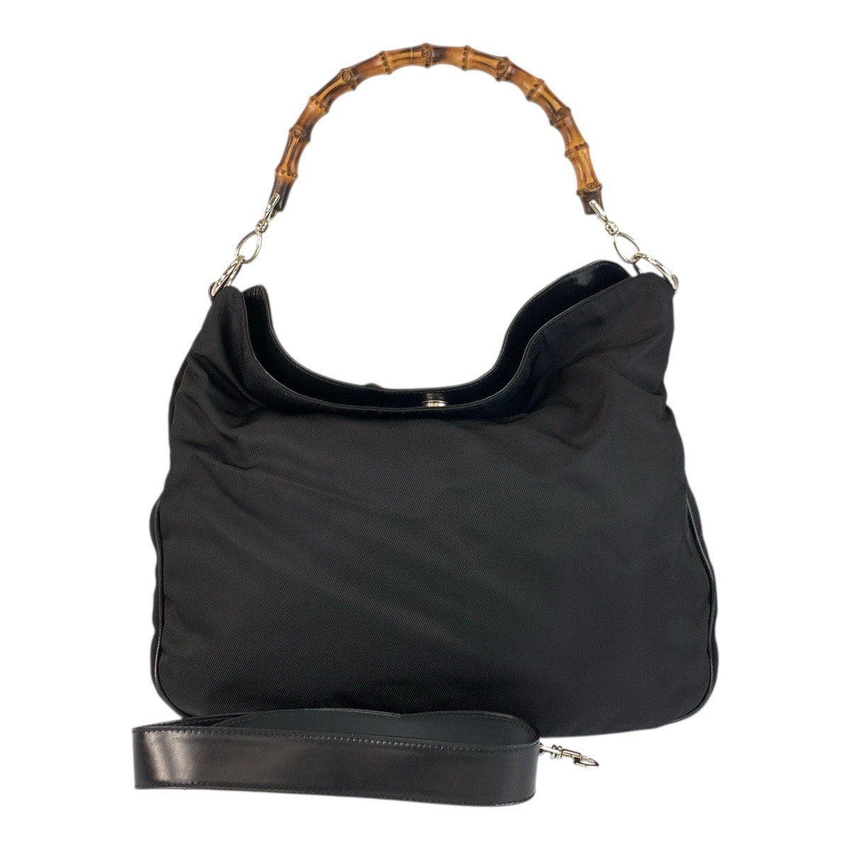 美品 GUCCI グッチ バンブー ブラック 黒 シルバー金具 ナイロン ショルダーバッグ 506812 【中古】