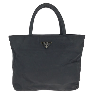 PRADA プラダ テスート 三角ロゴプレート ブラック 黒 シルバー金具 ナイロン トートバッグ ハンドバッグ 601102 【中古】