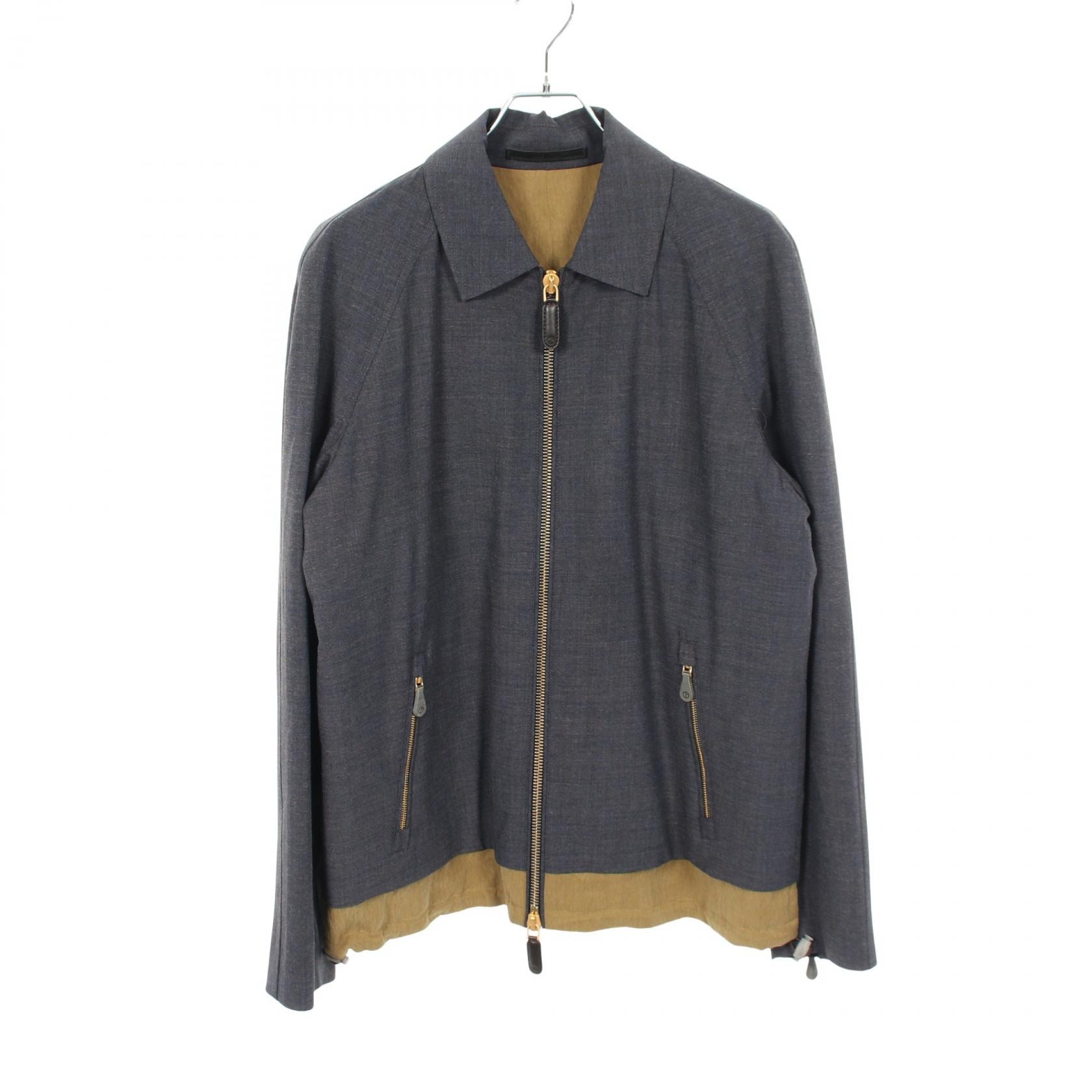 ジョルジオアルマーニ GIORGIO ARMANI 襟付きレイヤード ジャケット ブルゾン 衣料品 アウター ウール メンズ ネイビー系 / カーキ系 1WGOB05R T02P2 【中古】