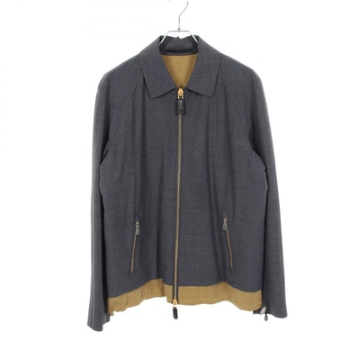 ジョルジオアルマーニ GIORGIO ARMANI 襟付きレイヤード ジャケット ブルゾン 衣料品 アウター ウール メンズ ネイビー系 / カーキ系 1WGOB05R T02P2 【中古】