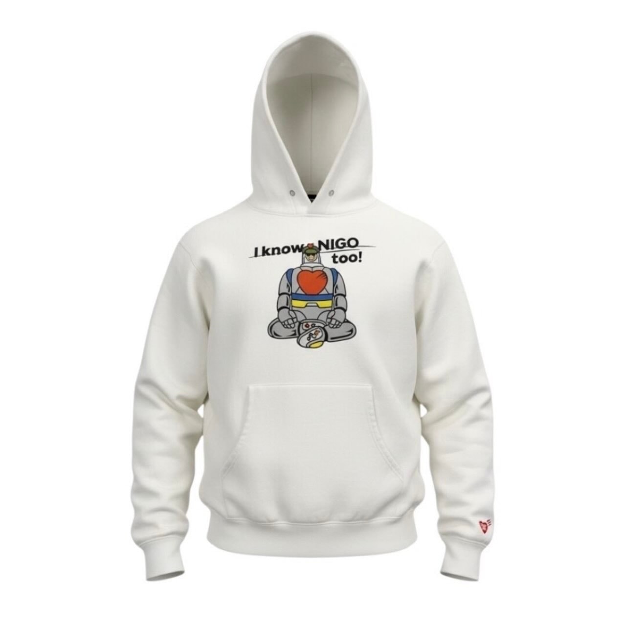 HUMAN MADE ヒューマンメード I KNOW NIGO TOO スウェットフーディー ホワイト コットン パーカー A3-00158 【中古】