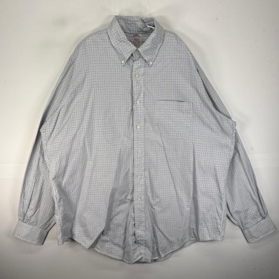 古着 ブルックスブラザーズ Brooks Brothers USA製 長袖シャツ ボタンダウン 胸ポケット XL ブルー系 チェック メンズ