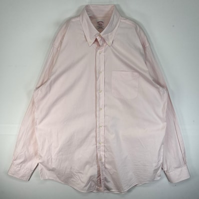 古着 ブルックスブラザーズ Brooks Brothers 長袖シャツ REGULAR FIT ボタンダウン 胸ポケ XL ピンク系 無地 メンズ