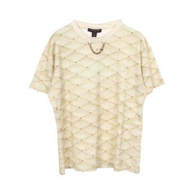 ルイ・ヴィトン LOUIS VUITTON チェーン付き 総柄 半袖Tシャツ 衣料品 トップス コットン レディース ホワイト系 / ベージュ系 RW241WJ IIV FQTS27 【中古】