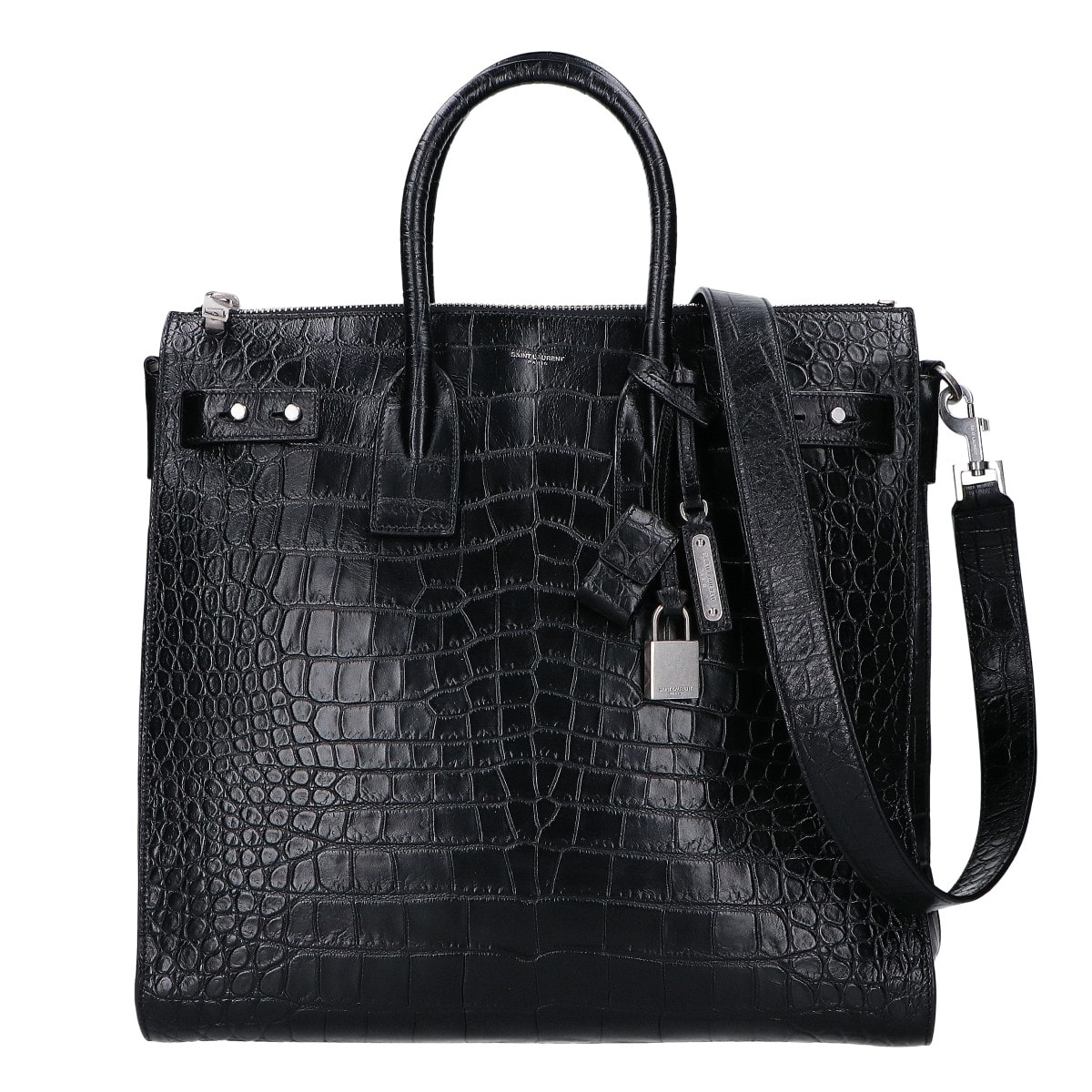 サンローランパリ 480583 ブラック クロコ サックドジュール 2WAYバッグ -