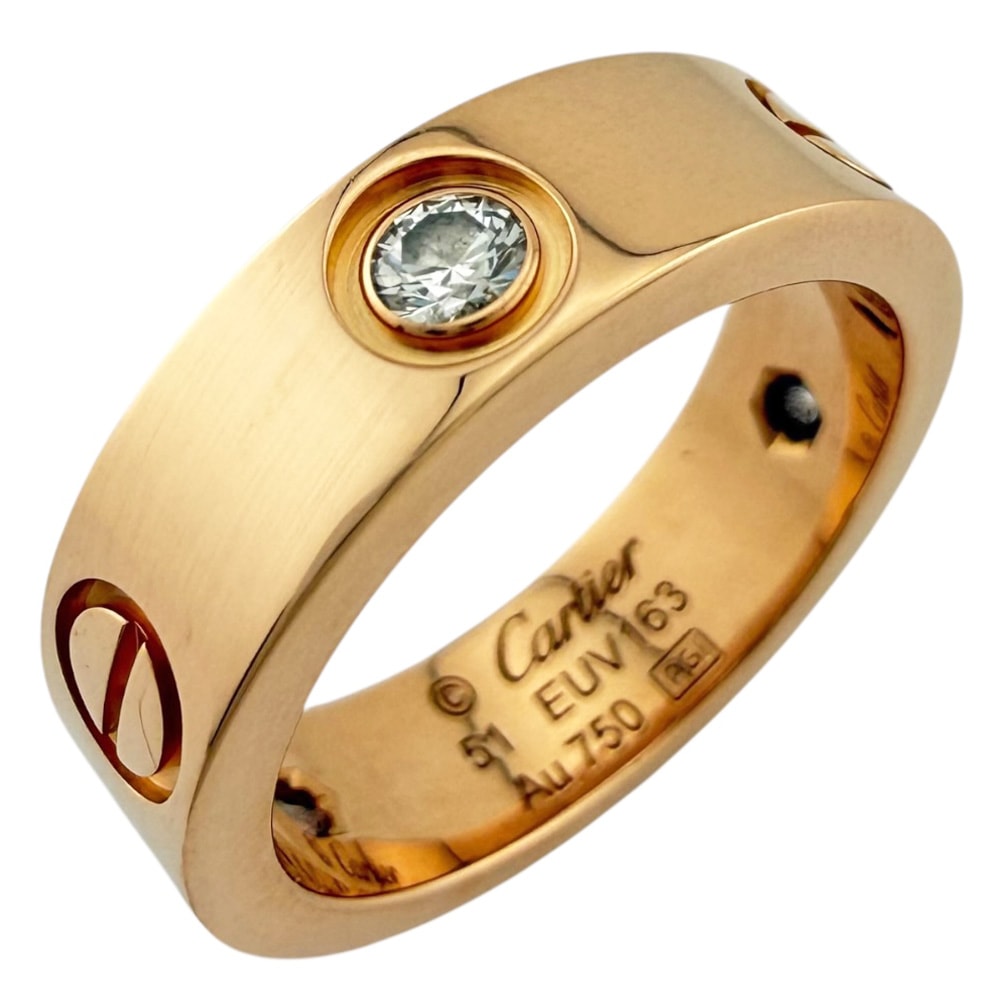 カルティエ ラブ ハーフダイヤ リング 指輪 11号 18金 K18ピンクゴールド ダイヤモンド レディース CARTIER 中古