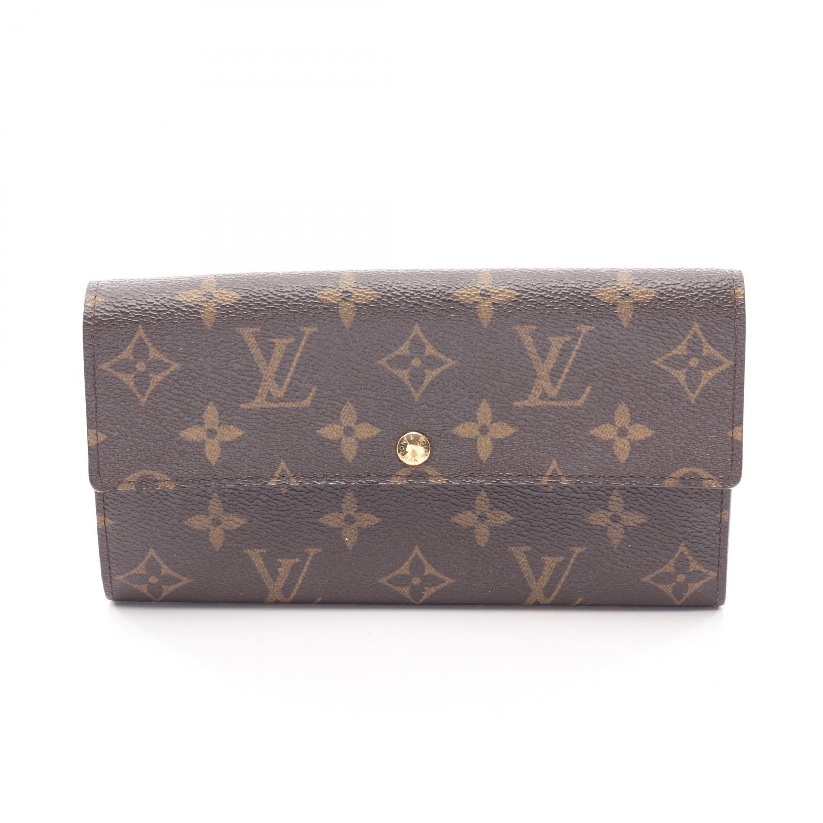 ルイ・ヴィトン LOUIS VUITTON ポシェット ポルト モネ クレディ 二つ折り長財布 財布 キャンバス PVC モノグラム レディース ブラウン系 M61726 【中古】