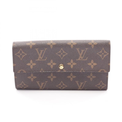 ルイ・ヴィトン LOUIS VUITTON ポシェット ポルト モネ クレディ 二つ折り長財布 財布 キャンバス PVC モノグラム レディース ブラウン系 M61726 【中古】