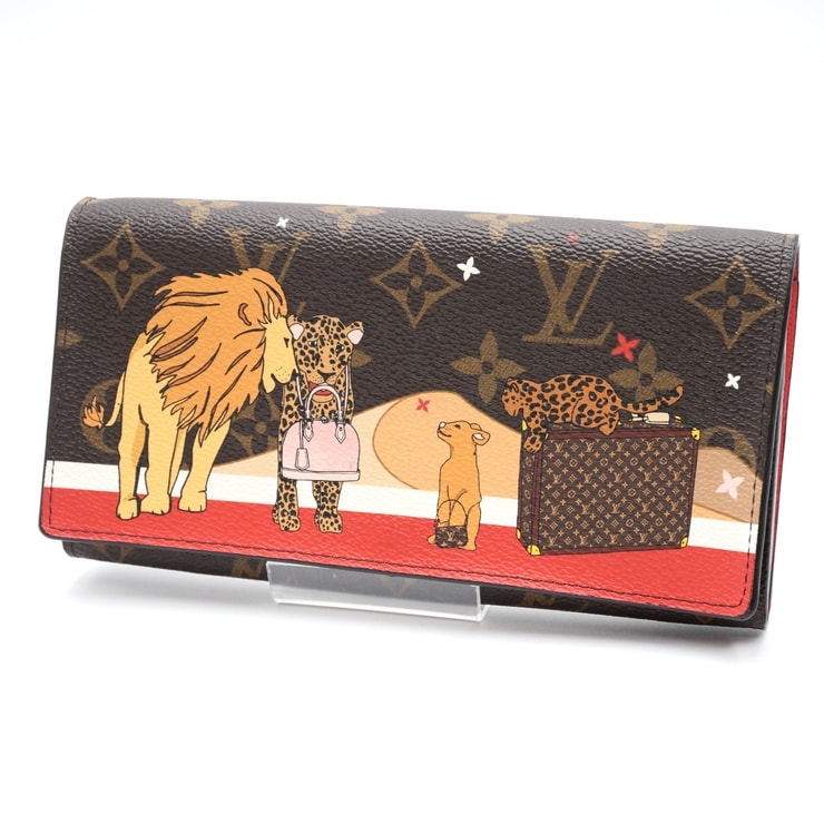 LOUIS VUITTON(ルイ・ヴィトン)ポルトフォイユ・サラ ホリデイコレクション 長財布 モノグラム アニマルプリント レッド ゴールド金具 M63424 レディース【中古】