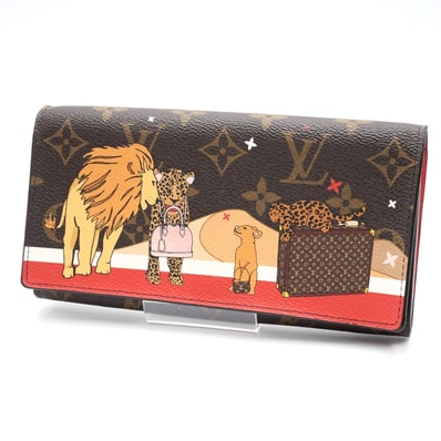 LOUIS VUITTON(ルイ・ヴィトン)ポルトフォイユ・サラ ホリデイコレクション 長財布 モノグラム アニマルプリント レッド ゴールド金具 M63424 レディース【中古】
