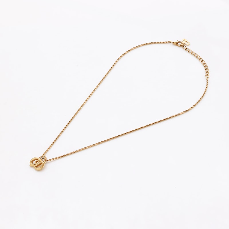 【クリスマス特別価格】 ディオール Dior ヴィンテージ CDロゴ ラインストーン ネックレス【中古】