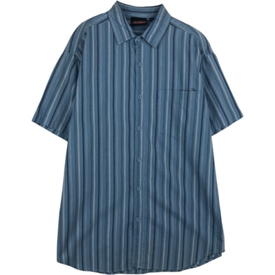 古着 ディッキーズ Dickies ストライプ柄 レギュラーカラー 半袖 ワークシャツ メンズL相当/eaa641206