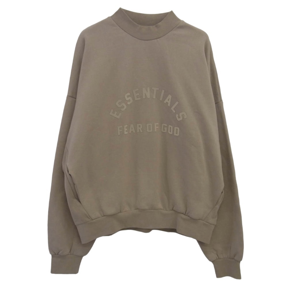 FEAR OF GOD フィアオブゴッド スウェット ESSENTIALS エッセンシャルズ ラバーロゴ モックネック 裏起毛 スウェット トレーナー XL ベージュ系 XL【中古】