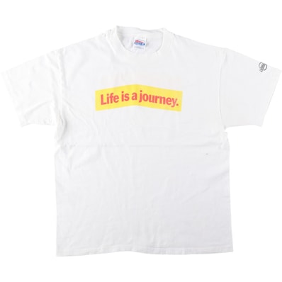 古着 90年代 ヘインズ Hanes BEEFY-T 青タグ メッセージプリントTシャツ USA製 メンズL相当 ヴィンテージ/eaa642208