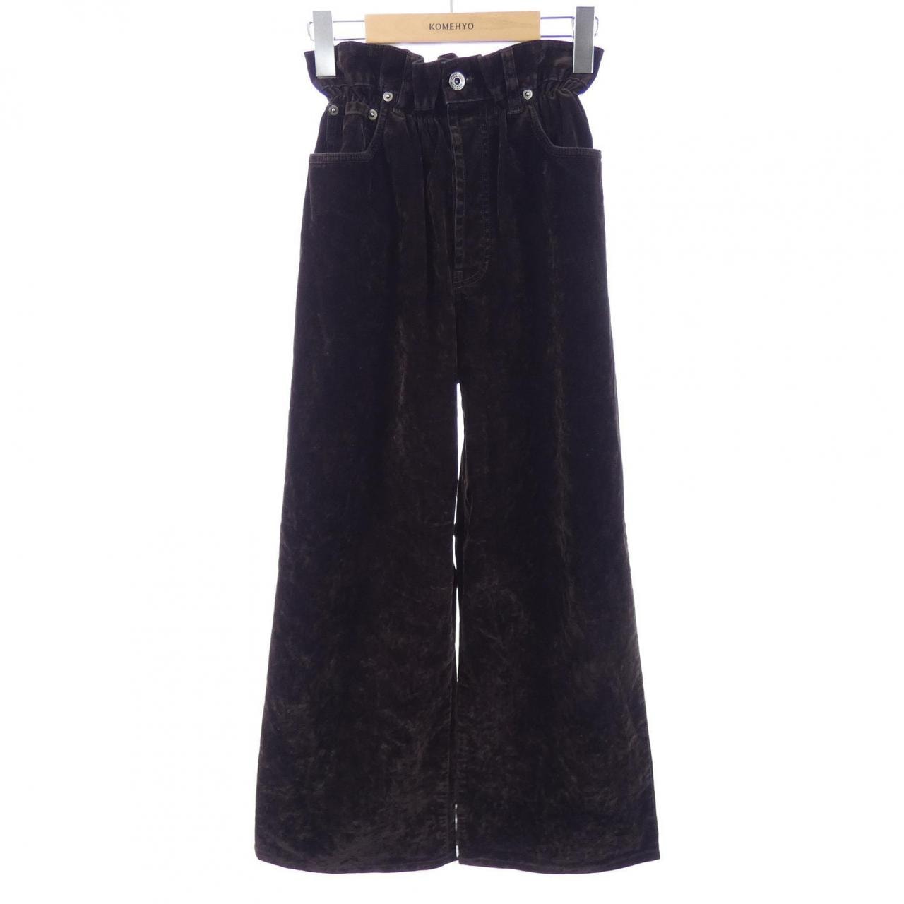 ミュウミュウ MIU MIU MIU MIUロゴ ウォッシュド フロック加工 MP1725 SOOO 157Y パンツ