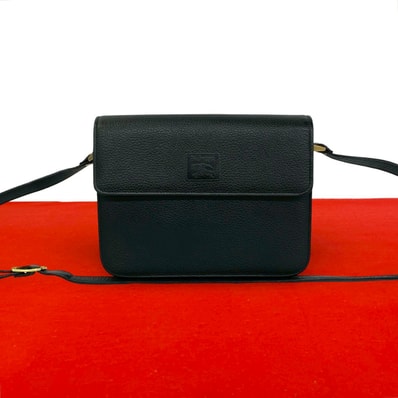 BURBERRY バーバリー ノバチェック 柄 シャドーホース ロゴ レザー ショルダーバッグ ブラック
34376