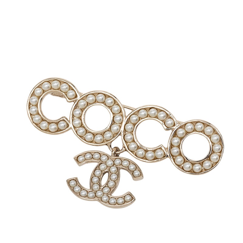 シャネル ココマーク COCO ブローチ B21P ゴールド メッキ フェイクパール レディース CHANEL 【中古】