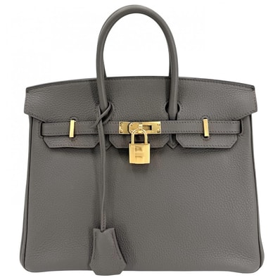 HERMES エルメス ハンドバッグ バーキン25 内縫い U刻印 レザー グレー ゴールド金具 レディース 美品 2022年【中古品】