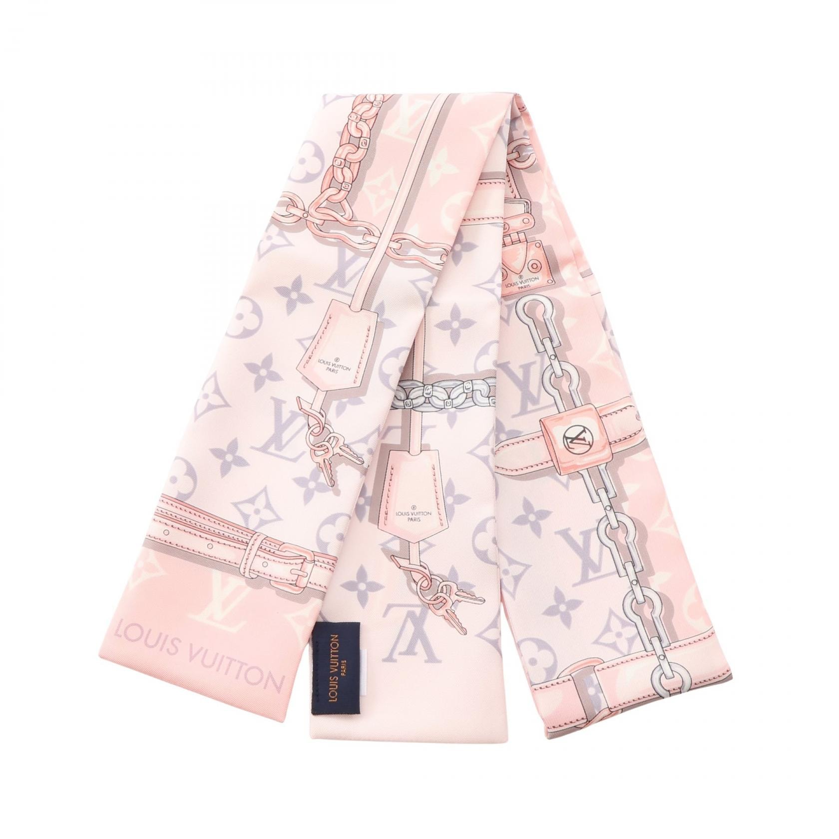 ルイ・ヴィトン LOUIS VUITTON バンドー モノグラム コンフィデンシャル ローズクレール リボン スカーフ 衣料品 シルク レディース ピンク系 / マルチカラー M70637 【中古】