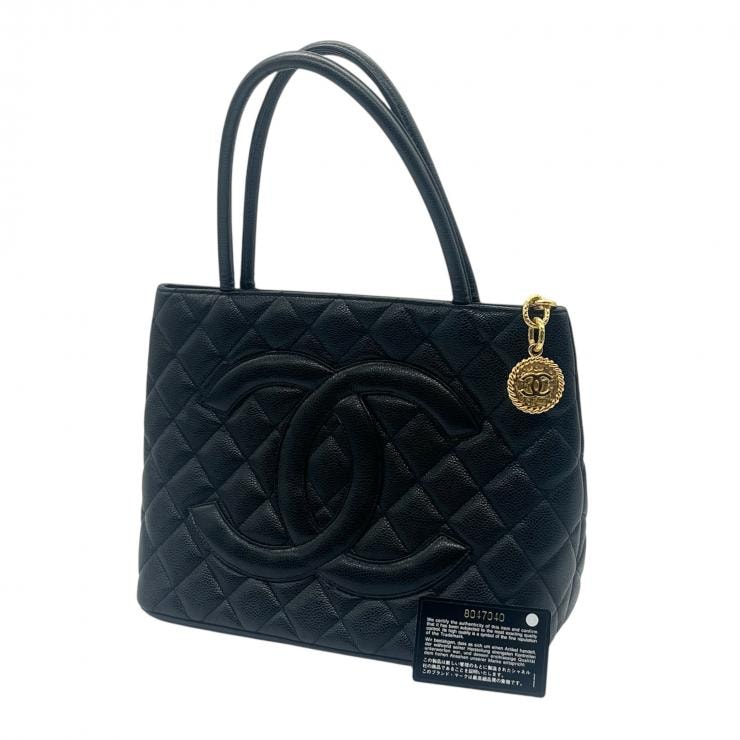 CHANEL シャネル トートバッグ 復刻トート ハンドバッグ マトラッセ キャビアスキン ココマーク ブラック ゴールド金具 8番台 ★ギャラ付★ ギャランティーカード