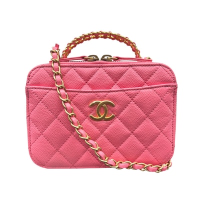 CHANEL Top Handle Vanity Lambskin Shoulder Bag "Pink"