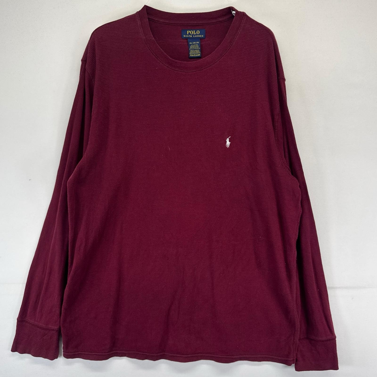 古着 ポロ・ラルフローレン POLO RALPH LAUREN 長袖Tシャツ ワンポイントロゴ クルーネック サーマル ロンT 2XL  メンズ