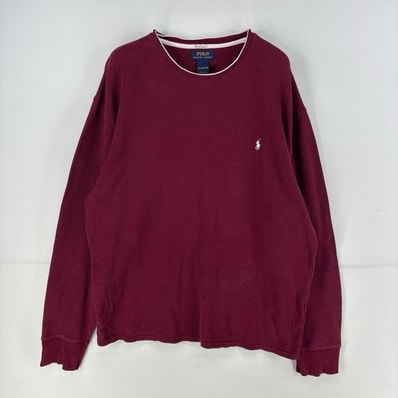 古着 ポロ・ラルフローレン POLO RALPH LAUREN 長袖Tシャツ ワンポイント サーマル 大きいサイズ 刺繍 2XL レッド系 メンズ