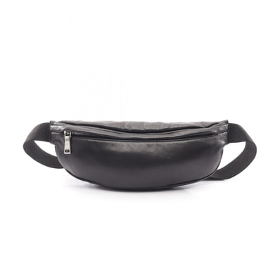 プラダ PRADA 三角プレート ウエストバッグ ボディバッグ バッグ レザー メンズ レディース ブラック系 【中古】